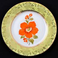 MZ csehszlovák porcelán tányér, matricás, jelzett, apró kopásokkal, díszdobozban, d: 25 cm