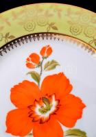 MZ csehszlovák porcelán tányér, matricás, jelzett, apró kopásokkal, díszdobozban, d: 25 cm