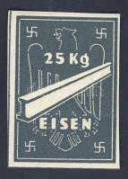 Német 3. Birodalom Vasgyűjtő kupon "25kg Eisen"