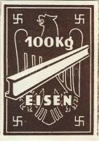 Német 3. Birodalom Vasgyűjtő kupon "100kg Eisen"