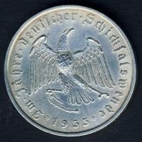 Német 3. Birodalom 1933. "A. Hitler" Ag 21,68g emlékérem Bayerische Münzamt München (bajor...