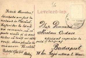 1908 Beszterce, Bistritz, Bistrita; Fő tér, Zemansky sörcsarnok, Friedmann, Carl Lebkuchner és Nyitr...