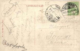 1912 Nagykikinda, Kikinda; Ferenc József tér, templom, Koszta Popov üzlete, illatszertár, drogéria, ...