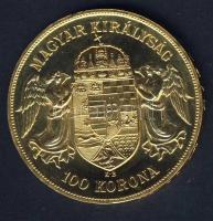 1908. 100K Au 33,875g ritkább sárga színű újveret! T:1/1-