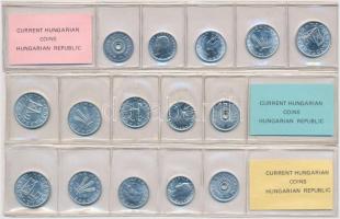 1990. 2f-50f (5xklf) + 1991. 2f-50f (5xklf) + 1992. 2f-50f (5xklf) mindhárom forgalmi sor fóliatokba...