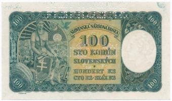 Szlovákia 1940. 100K "SPECIMEN" perforációval T:I Slovakia 1940. 100 Korun with "SPECIMEN" perforation C:UNC Krause 10.s