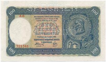 Szlovákia 1940. 100K "SPECIMEN" perforációval T:I
Slovakia 1940. 100 Korun with "SPE...