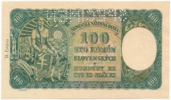 Szlovákia 1940. 100K "SPECIMEN" perforációval, II. kiadás T:I
Slovakia 1940. 100 Korun wi...