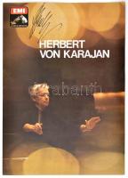 Herbert von Karajan (1908-1989) karmester aláírása őt ábrázoló ismertető lapon