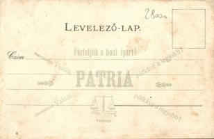 Zombor, Sombor; Bács Bodrog vármegye címere. Athenaeum Rt. kőnyomdája. Patria reklám a hátoldalon / ...