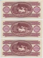 1989. 100Ft (3x) sorszámkövetők T:I,I- nyomdai papírránc