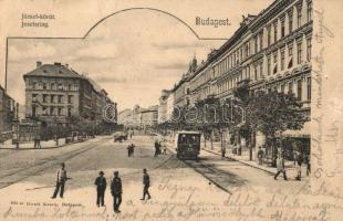 1903 Budapest VIII. József körút, villamos, sörcsarnok, üzletek. Divald Károly 641. sz. (EK)