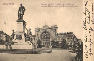 1906 Budapest VII. Keleti pályaudvar, vasútállomás, Baross szobor. S.D.M. 90. (EK)