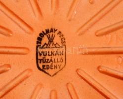 Zsolnay Vulkán tűzálló tál, jelzett, kopott, 21×13 cm