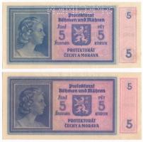 Német Harmadik Birodalom / Cseh-Morva Protektorátus 1940. 5K + 1940. 5K "SPECIMEN" perforá...