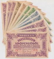 1946. 12db-os vegyes magyar adópengő bankjegy tétel T:II,III,III-