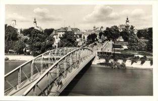 Győr - 2 db régi városképes lap: híd, uszoda, templomok / 2 pre-1945 town-view postcards