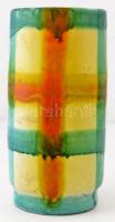 Lux színes váza, mázas kerámia, jelzett, apró kopásokkal, m: 21 cm