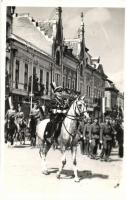 1940 Szatmárnémeti, Satu Mare; bevonulás, Horthy Miklós / entry of the Hungarian troops with Horthy + "1940 Szatmárnémeti visszatért" So. Stpl