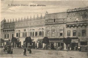 Eperjes, Presov; II. Rákóczi Ferenc udvarháza, üzletek. Holénia Béla kiadása, Divald / mansion house of Francis II Rákóczi, shops