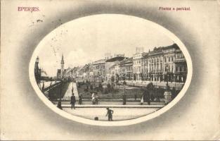 1913 Eperjes, Presov; Fő utca és park. Divald Károly / main street with park