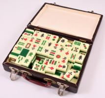Kínai mahjong játék, bőröndben, 28×20×7 cm