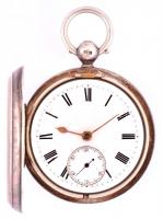 Anker járatos, kulcsos ezüst zsebóra működő, jó állapotban, kulccsal  d: 5 cm / Silver pocket watch with key