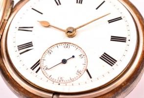 Anker járatos, kulcsos ezüst zsebóra működő, jó állapotban, kulccsal   d: 5 cm / Silver pocket watch...