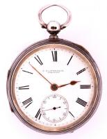 E. Kaltenbach Cardiff, Anker járatos, kulcsos ezüst zsebóra működő, jó állapotban, két kulccsal  d: 5 cm / Silver pocket watch with key