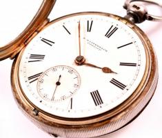 E. Kaltenbach Cardiff, Anker járatos, kulcsos ezüst zsebóra működő, jó állapotban, két kulccsal   d:...