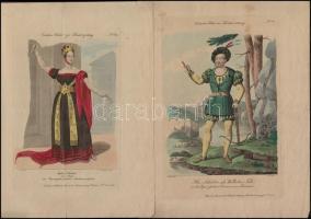 cca 1800-1850 9 db színészettel foglalkozó színezett osztrák metszet