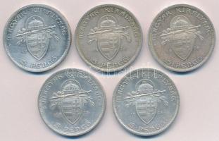 1938. 5P Ag "Szent István" (5x) T:2