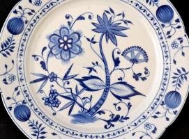 Kamla Indigo, Meisseni mintás porcelán süteményes készlet 6 + 1 db