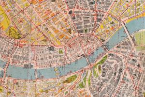 cca 1940 Stoits György, Merre menjek? Budapest közlekedési térképe utcanévjegyzékkel, Bp. Dóczi Sánd...