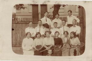 1910 Group photo. Six ladies with tennis rackets