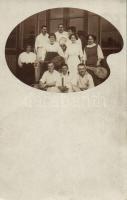 1913 Budapest, group of men and women with tennis rackets. photo