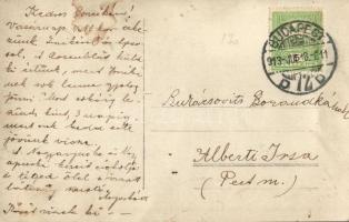 1913 Budapest, group of men and women with tennis rackets. photo