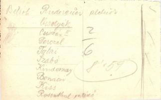 Magyar birkózók csoportképe, hátoldalon névsor / Hungarian wrestlers with names on the backside. pho...