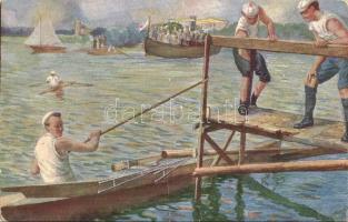 Rowing art postcard. Raphael Tuck & Sons Oilette Serie Rudersport No. 975.