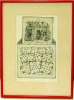 Volker Ritters (1942-): Melancolia szignált rézkarc 40/99 keretben 31x42cm