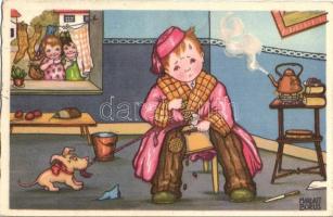 Child art postcard. Amag 0332. s: Margret Boriss
