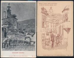 2 db RÉGI studentika művészlap albumlapon; A Selmeci diákéletből, Joerges Rsz. 75. és 78. / 2 pre-1945 studentica art postcard on album sheet