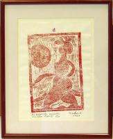 Mindszenti László (1934-): Les baignades entoleilles szignált lithográfia 7/20 keretben 38x48cm