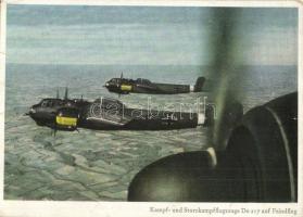 Kampf- und Sturzkampfflugzeuge Dornier No217 fliegen gegen den Feind. PK-Aufn. Kriegsber. Jacobsen, Carl Werner / WWII German military aircrafts (EK)