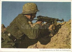 Die Maschinenpistole, die Waffe des Nahkämpfers. PK-Aufn. Kriegsber. Dr. Bohne, Carl Werner / WWII German military, soldier with machine gun (EK)