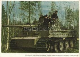 Die Besatzung eines deutschen &quot;Tiger&quot;-Panzers macht sich fertig zum Gefecht. PK-Aufn. Kriegsber. Schröter, Carl Werner / WWII German military, tank (EK)