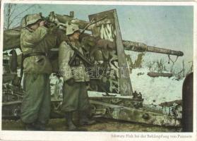 Schwere Flak bei der Bekämpfung von Panzern. PK-Aufn. Kriegsber. Kilian, Carl Werner / WWII German military, machine gun