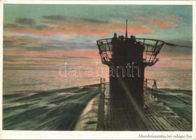 Abendstimmung bei ruhiger See (deutsches U-Boot). PK-Aufn. Kriegsber. Schötteldreier, Carl Werner / WWII German Navy, submarine (EK)