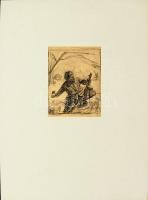 1939 Ék Sándor (1902-1975): Partizánt ábrázoló illusztráció ceruzarajz 20x27cm paszpartuban