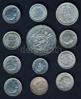 Hollandia 5c Ag 1850; 10c Ag 1914, 1936, 1937 (2x), 1938 (2x), 1939 (2x), 1941; 25c Ag 1918; 1G Ag 1956 Összesen 12db! T:2,3